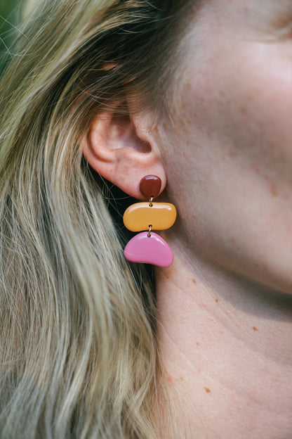 Earrings Jolene - Burgundy / Orange / Rose