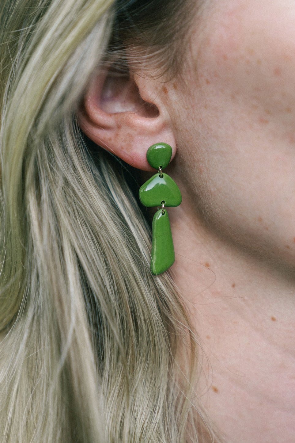 Earrings Luna - Olive green