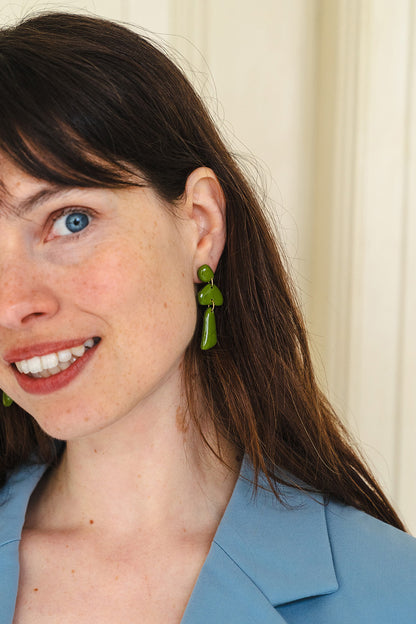 Earrings Luna - Olive green