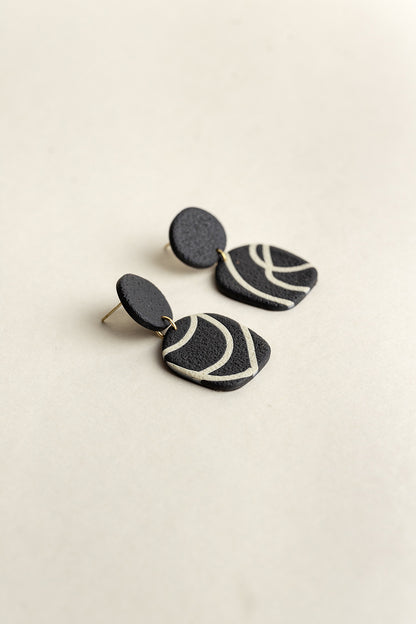 Earrings Nina - Anthracite / Ivory