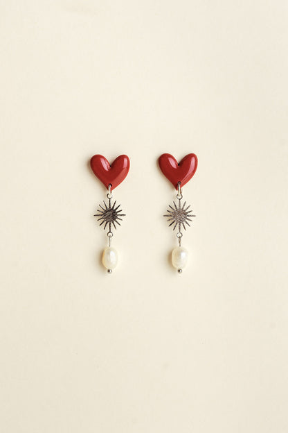 Earrings Valerie - Red (silver)