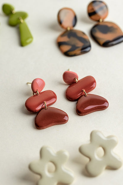 Earrings Jolene - Pink / Red / Burgundy