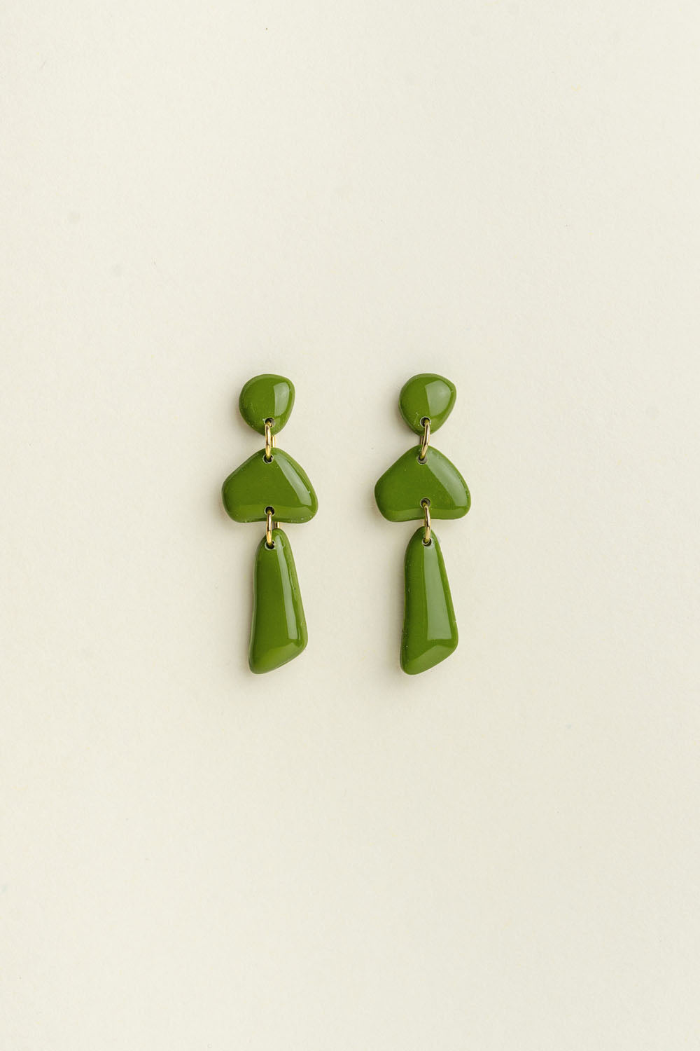 Earrings Luna - Olive green