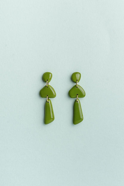 Earrings Luna - Olive green