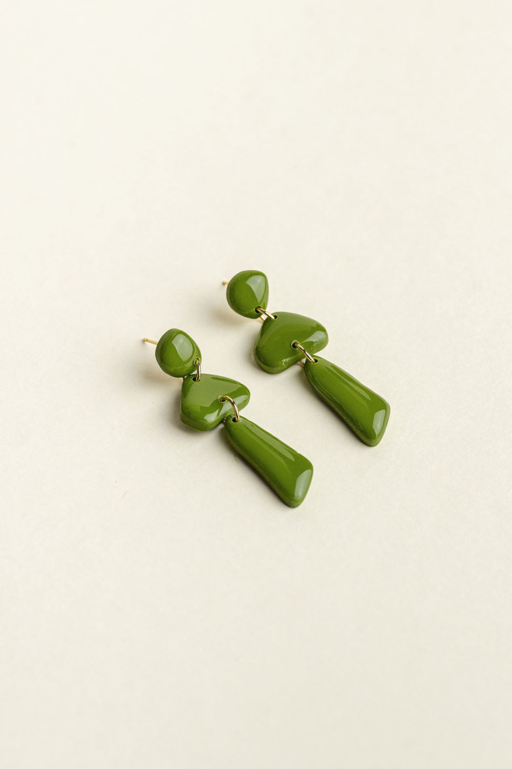 Earrings Luna - Olive green